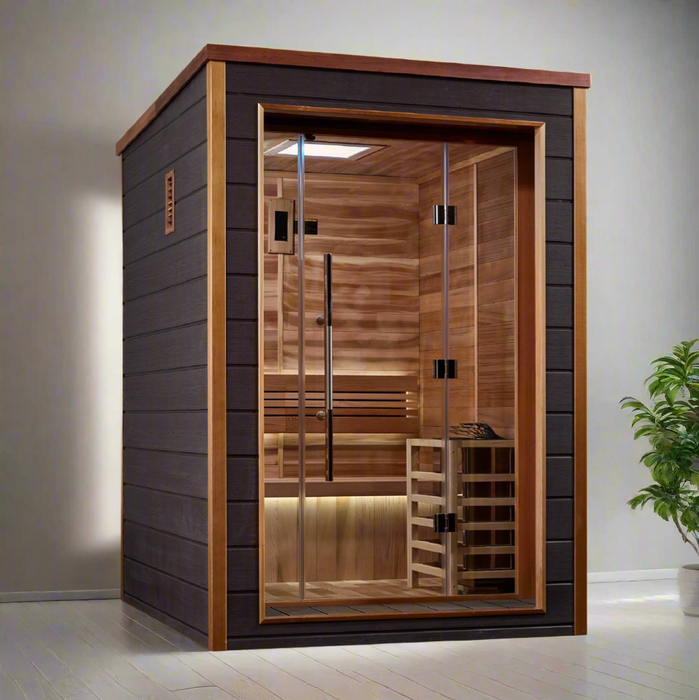 Golden Designs GDI-8202-01 Narvik 2 Person Outdoor-Indoor Traditional Sauna - Canadian Red Cedar Interior