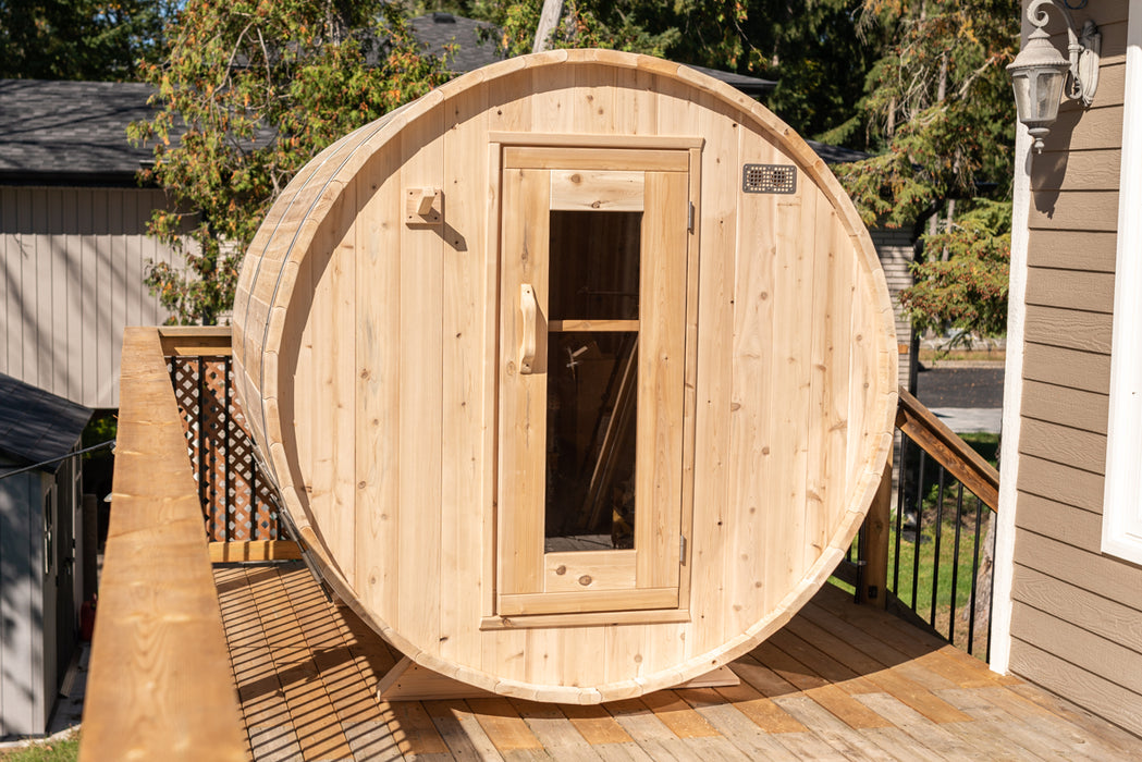 Dundalk LeisureCraft Harmony Barrel Sauna CTC22W (Wood burning Heater) Canadian Timber Collection