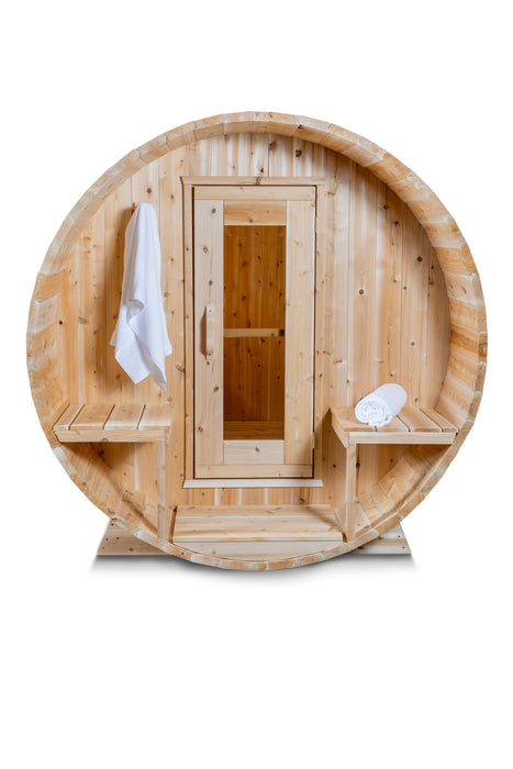 Dundalk LeisureCraft Serenity Barrel Sauna CTC2245W (Wood Burning Heater) Canadian Timber Collection