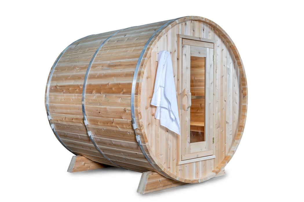 Dundalk LeisureCraft Harmony Barrel Sauna CTC22W (Wood burning Heater) Canadian Timber Collection