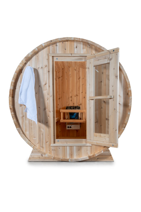 Dundalk LeisureCraft Harmony Barrel Sauna CTC22W (Wood burning Heater) Canadian Timber Collection