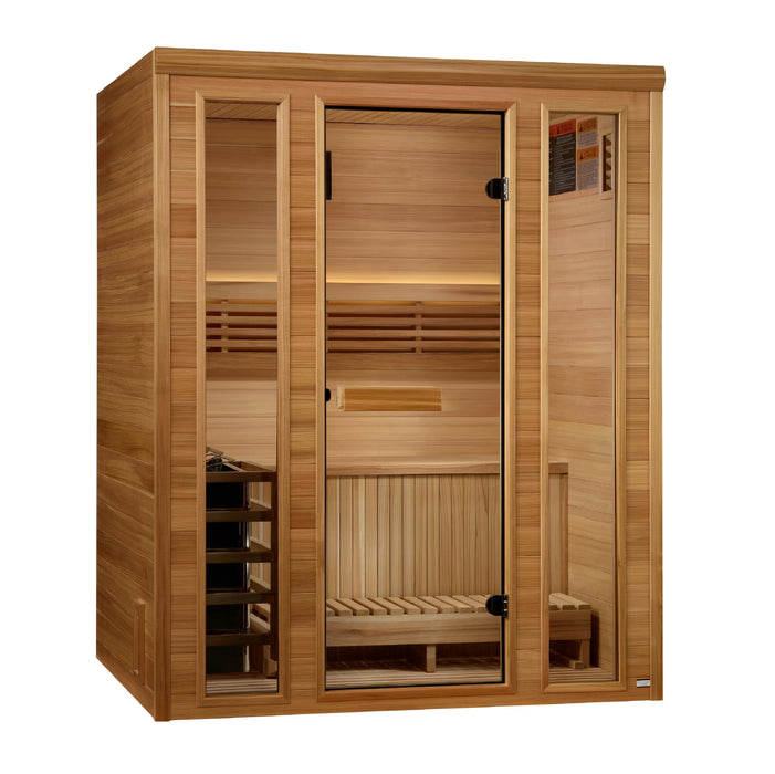 Golden Designs 2025 GDI-7030-01 "Andermatt Edition" 3 Person Traditional Steam Sauna - Pacific Premium Clear Cedar