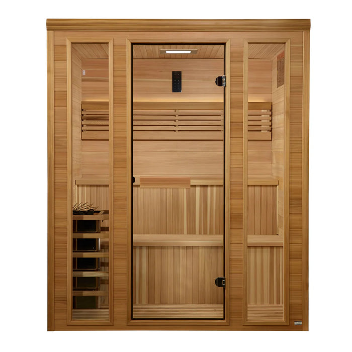 Golden Designs 2025 GDI-7060-01 "Engelberg Edition" 6 Person Traditional Steam Sauna - Pacific Premium Clear Cedar