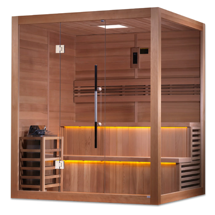 Golden Designs GDI-7206-01 "Kuusamo Edition" 6 Person Traditional Sauna - Canadian Red Cedar Interior