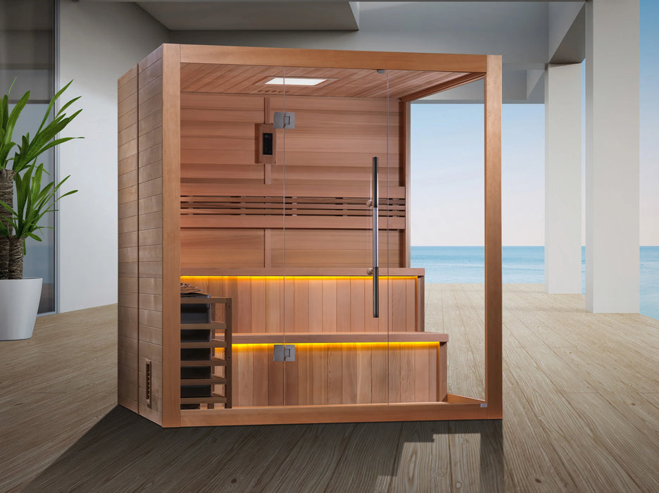 Golden Designs GDI-7206-01 "Kuusamo Edition" 6 Person Traditional Sauna - Canadian Red Cedar Interior