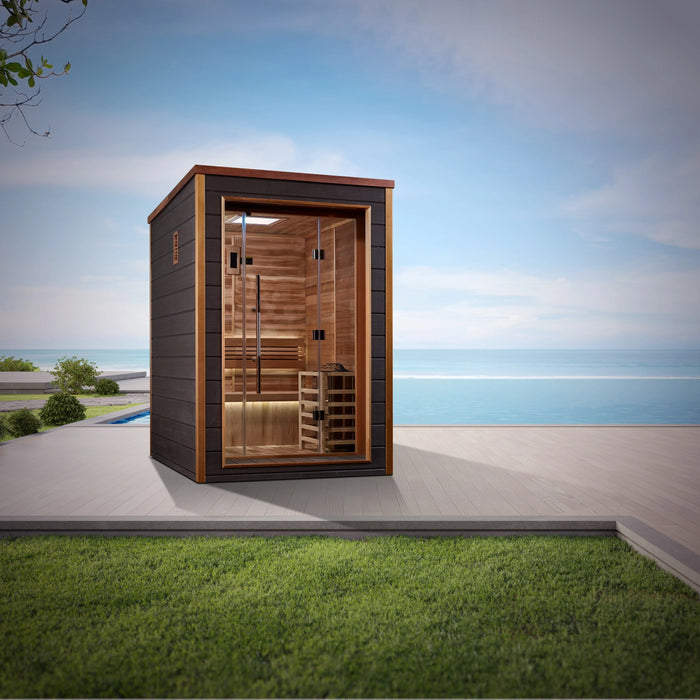 Golden Designs GDI-8202-01 Narvik 2 Person Outdoor-Indoor Traditional Sauna - Canadian Red Cedar Interior