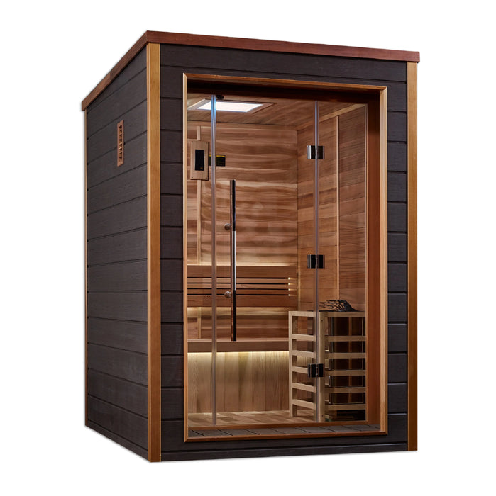 Golden Designs GDI-8202-01 Narvik 2 Person Outdoor-Indoor Traditional Sauna - Canadian Red Cedar Interior