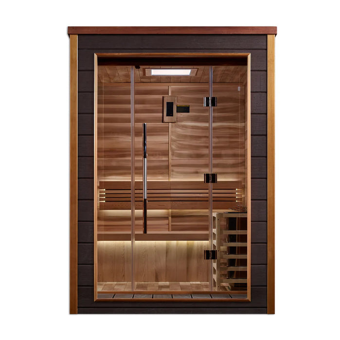 Golden Designs GDI-8202-01 Narvik 2 Person Outdoor-Indoor Traditional Sauna - Canadian Red Cedar Interior