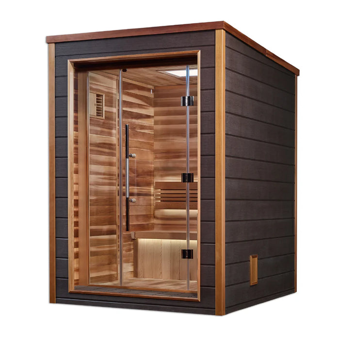 Golden Designs GDI-8202-01 Narvik 2 Person Outdoor-Indoor Traditional Sauna - Canadian Red Cedar Interior