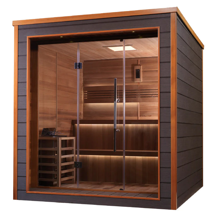 Golden Designs GDI-8206-01 Bergen 6 Person Outdoor-Indoor Traditional Sauna - Canadian Red Cedar Interior