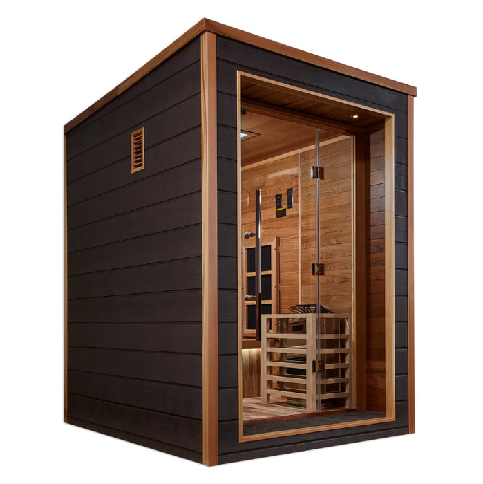 Golden Designs GDI-8222-01 Nora 2 Person Outdoor-Indoor PureTech™ Hybrid Full Spectrum Sauna - Canadian Red Cedar Interior