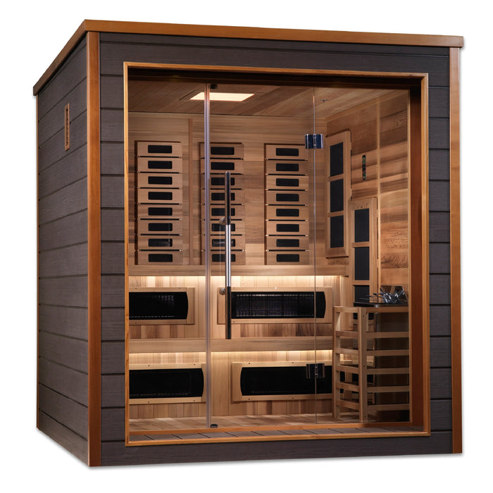 Golden Designs GDI-8226-01 Karlstad 6 Person Outdoor-Indoor PureTech™ Hybrid Full Spectrum Sauna - Canadian Red Cedar Interior