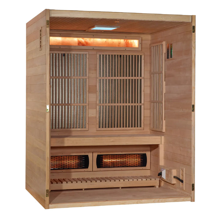 Golden Designs 2025 Soria GDI-8330-01 3 Per Hybrid Sauna (Indoor) Full Spectrum and Harvia Traditional Stove