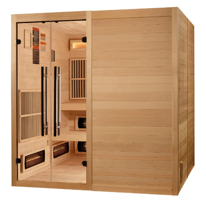 Golden Designs 2025 Toledo GDI-8360-01 6 Per Hybrid Sauna (Indoor). Full Spectrum and Harvia Traditional Stove