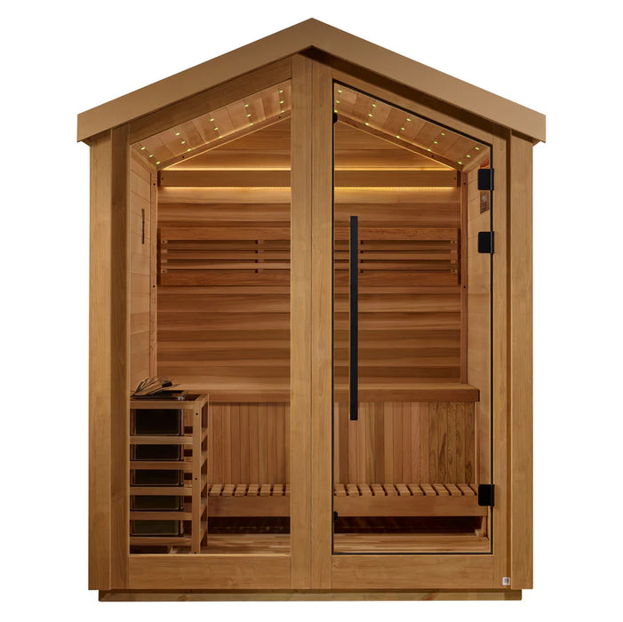 Golden Designs GDI-8503-01 Savonlinna 3 Person Outdoor Traditional Sauna - Canadian Red Cedar Interior