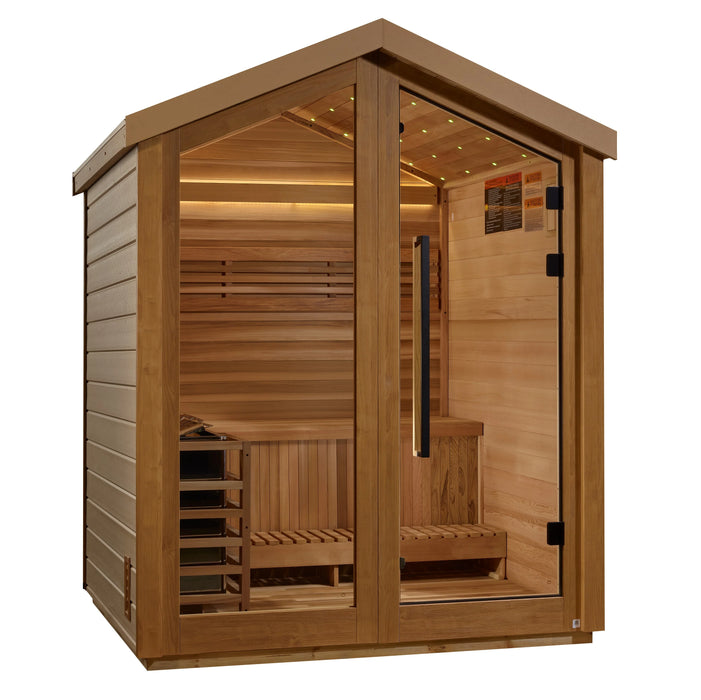 Golden Designs GDI-8503-01 Savonlinna 3 Person Outdoor Traditional Sauna - Canadian Red Cedar Interior