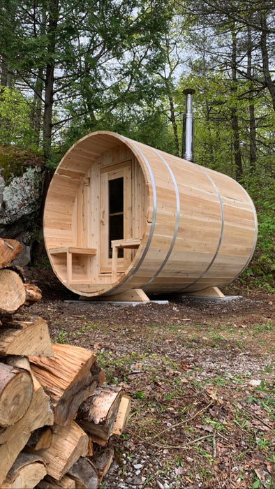 Dundalk LeisureCraft Serenity Barrel Sauna CTC2245W (Wood Burning Heater) Canadian Timber Collection