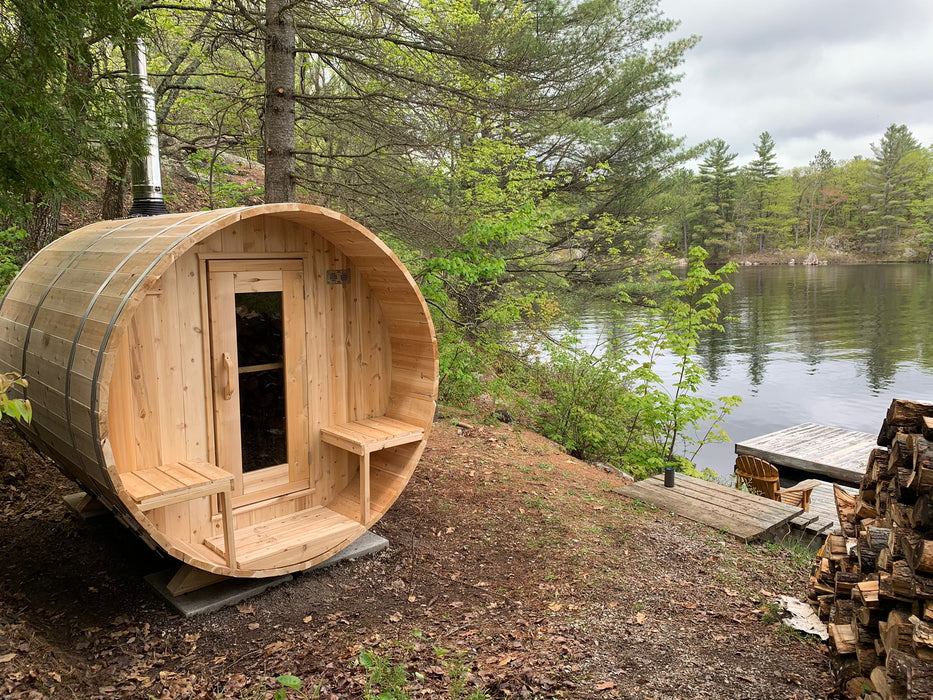 Dundalk LeisureCraft Serenity Barrel Sauna CTC2245W (Wood Burning Heater) Canadian Timber Collection