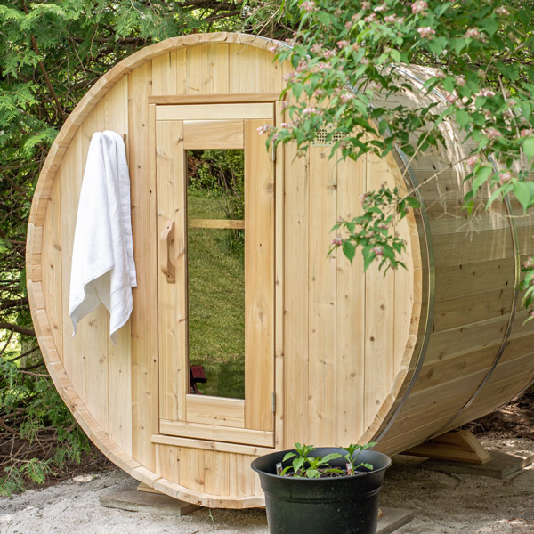 Dundalk LeisureCraft Harmony Barrel Sauna CTC22W (Wood burning Heater) Canadian Timber Collection