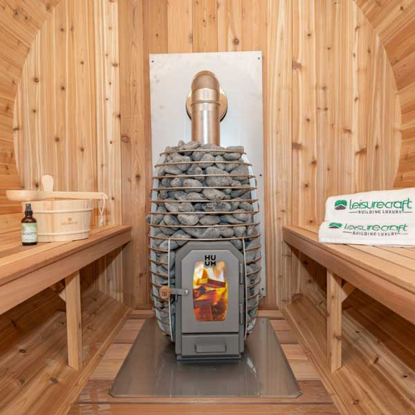 Dundalk LeisureCraft Tranquility Barrel Sauna CTC2345MPW (WOOD BURNING HEATER) Canadian Timber Collection