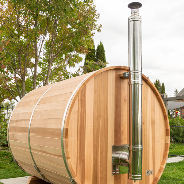 Dundalk LeisureCraft Tranquility Barrel Sauna CTC2345MPW (WOOD BURNING HEATER) Canadian Timber Collection