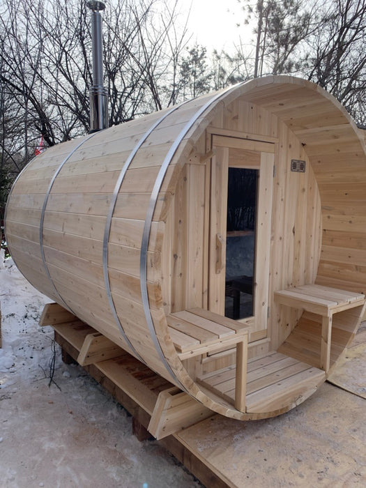 Dundalk LeisureCraft Serenity Barrel Sauna CTC2245W (Wood Burning Heater) Canadian Timber Collection