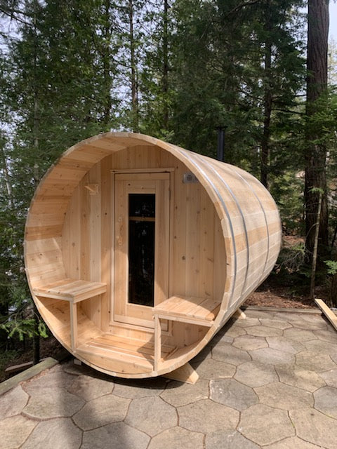 Dundalk LeisureCraft Serenity Barrel Sauna CTC2245W (Wood Burning Heater) Canadian Timber Collection