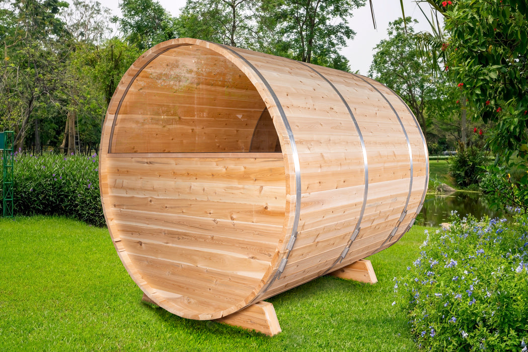 Dundalk LeisureCraft Tranquility Barrel Sauna CTC2345MPW (WOOD BURNING HEATER) Canadian Timber Collection