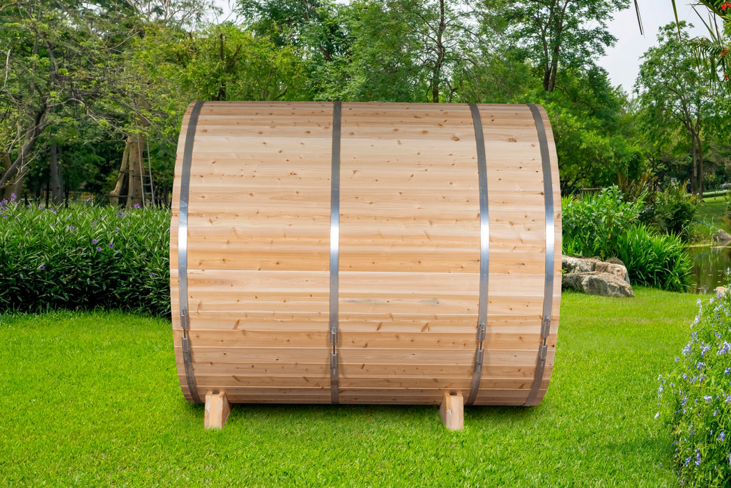 Dundalk LeisureCraft Tranquility Barrel Sauna CTC2345MPW (WOOD BURNING HEATER) Canadian Timber Collection