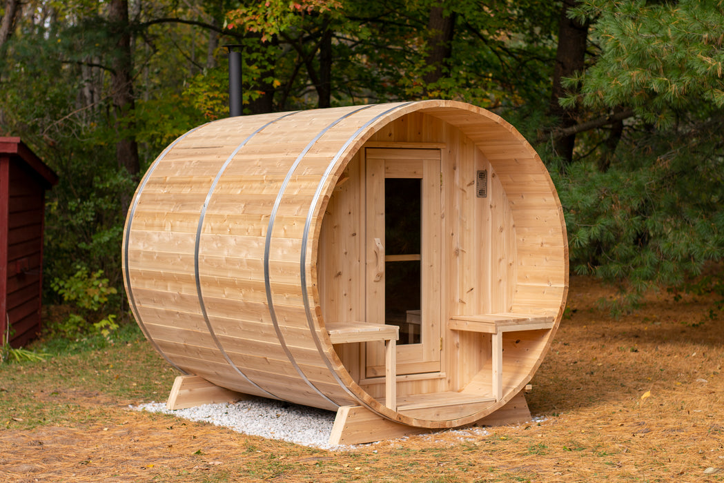 Dundalk LeisureCraft Serenity Barrel Sauna CTC2245W (Wood Burning Heater) Canadian Timber Collection