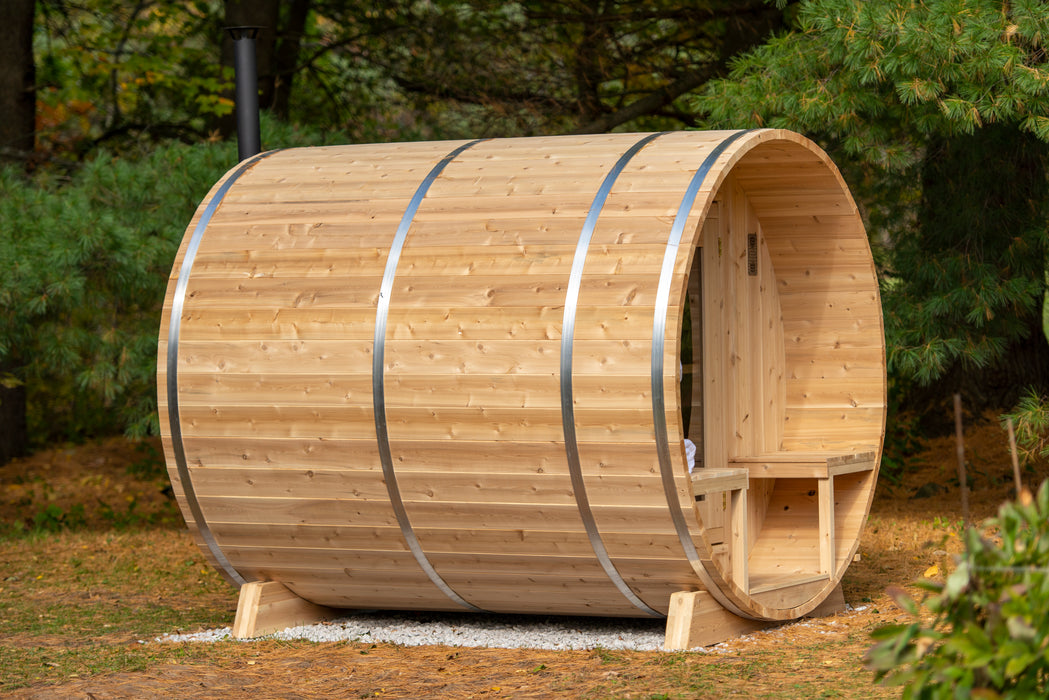 Dundalk LeisureCraft Serenity Barrel Sauna CTC2245W (Wood Burning Heater) Canadian Timber Collection