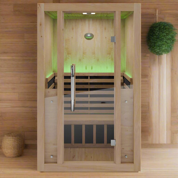 SC-SS0011-0S - SteamSpa SteamSpa 2-Person Carbon FAR Infrared Hemlock Wooden Indoor Home Sauna Room with LED Touch Control Panel