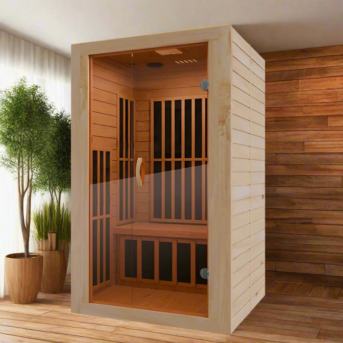 SteamSpa Home Sauna Room 1-2 Person Hemlock Wooden Indoor Sauna Spa