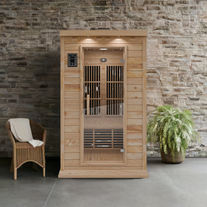 SteamSpa Compact Hemlock Sauna 1-2 Person Spa with Bluetooth