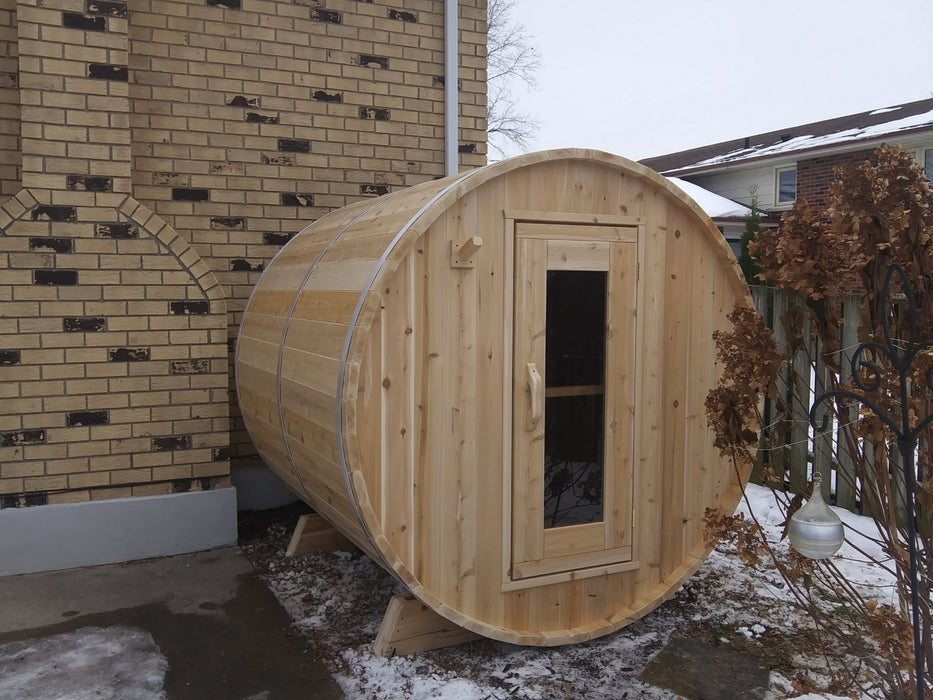 Dundalk LeisureCraft Harmony Barrel Sauna CTC22W (Wood burning Heater) Canadian Timber Collection